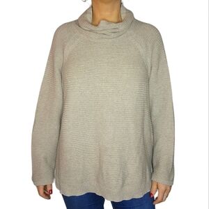 Reaction Kenneth Cole Creme Cowl Neck Long Sleeve Knit Sweater X Large Cotton